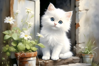 Katzen mit Blumen (Gobelintapestry)