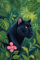 Schwarzer Panther im Dschungel (Gobelin)