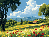 Toscana mit Mohnblumen