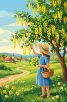 Sommerliche Landschaft mit Blumen